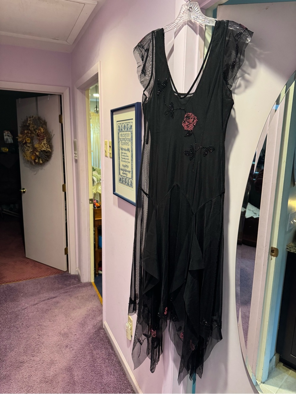 LIKE NEW!! Sue Wong Size 14 Asymmetrical Mesh Dress - Picture 10 of 12